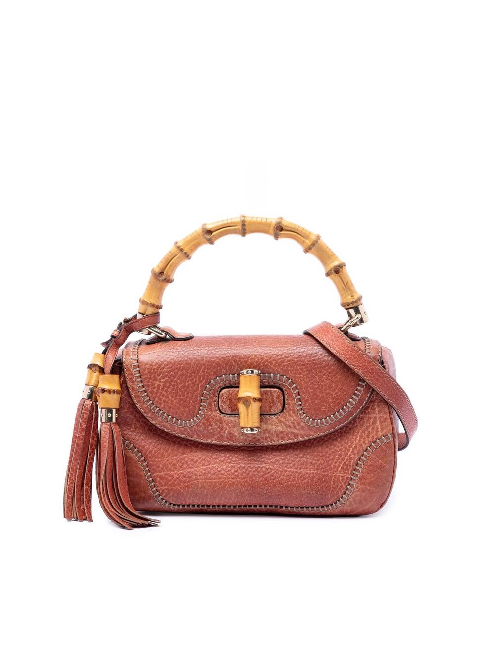 Gucci Medium Leather New Bamboo Satchel #292656G11B